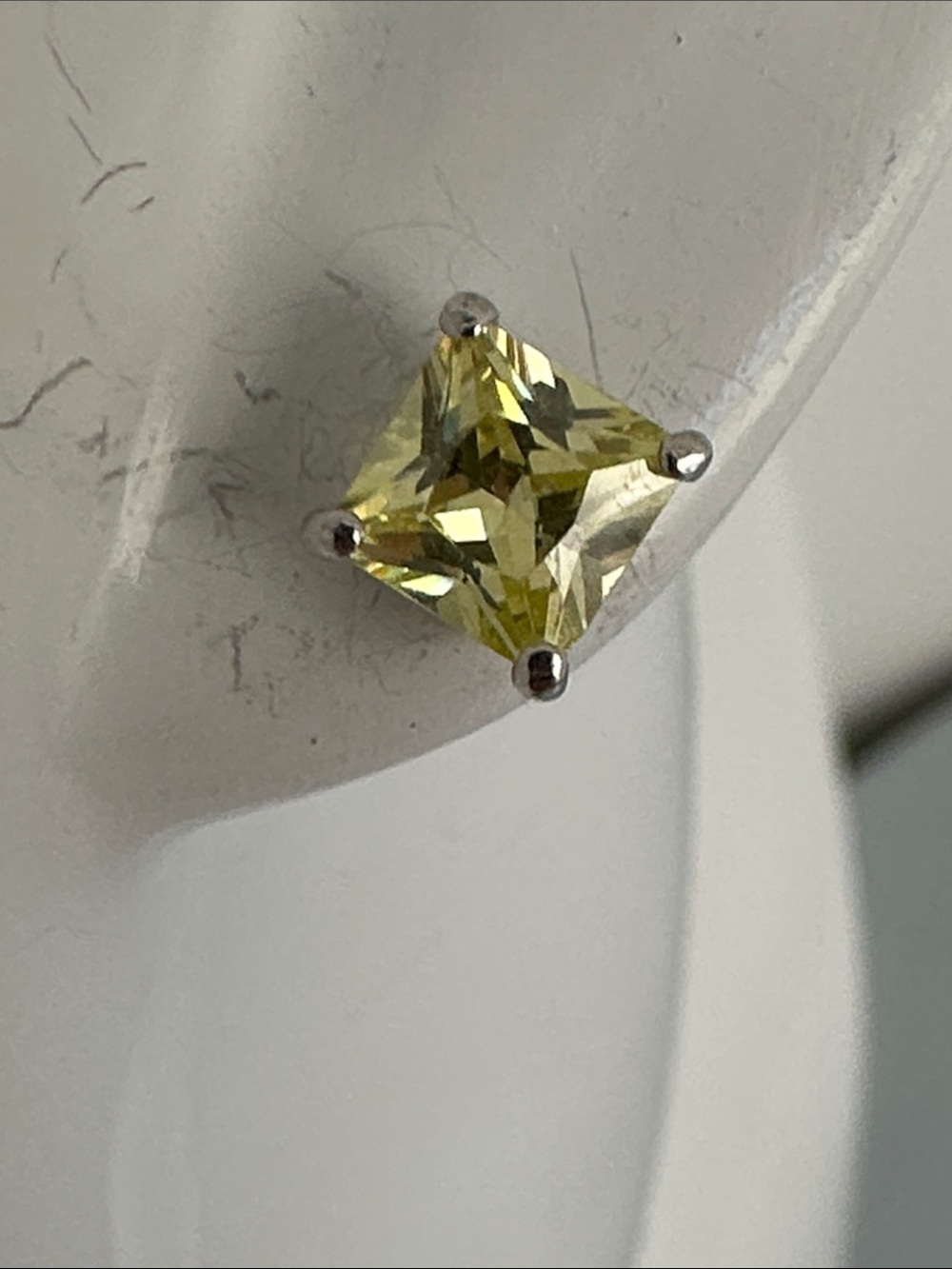 Elegant 925 Sterling silver Citrine Square-Cut Stud Earrings